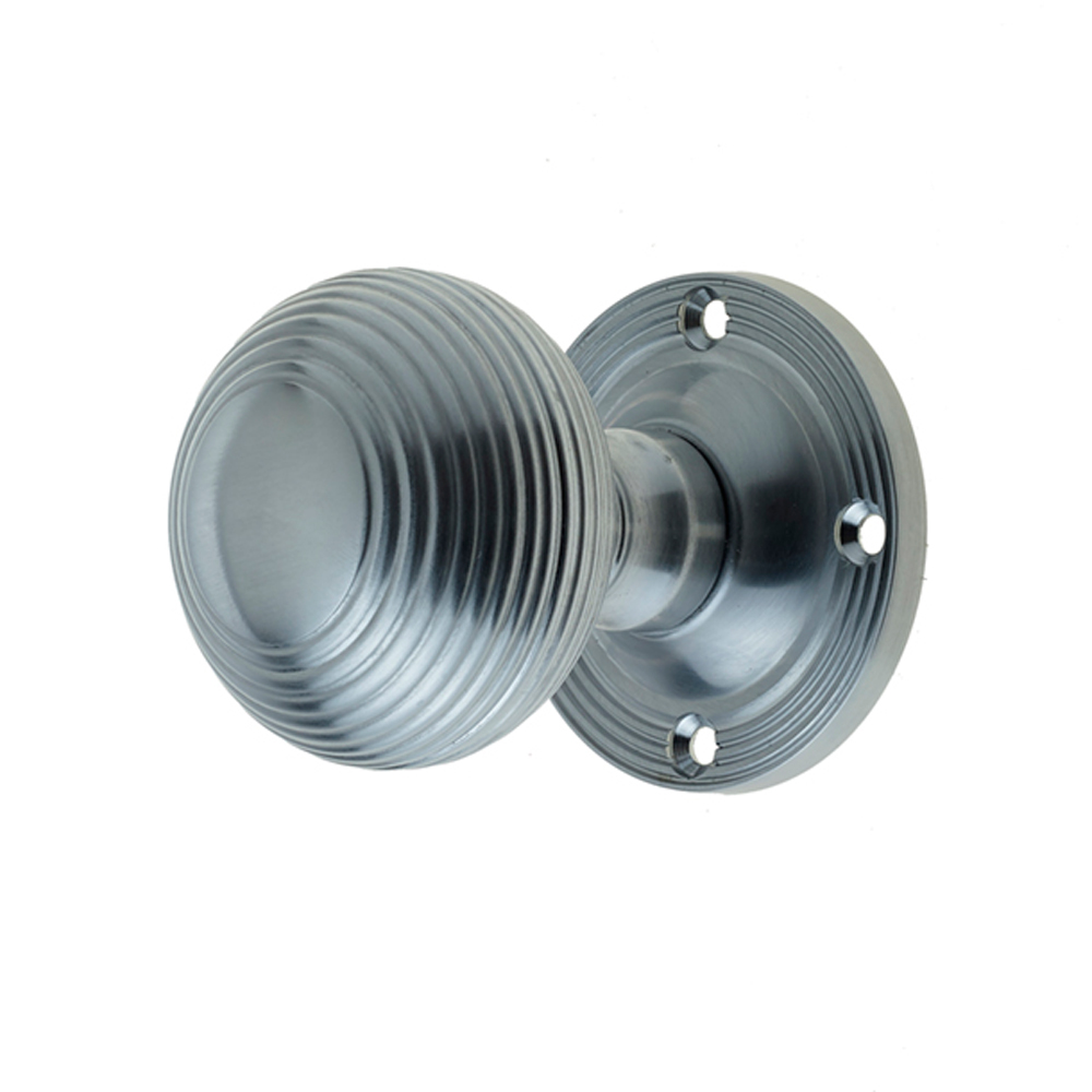 Reeded Mortice Knob - Satin Chrome (Sold in Pairs)